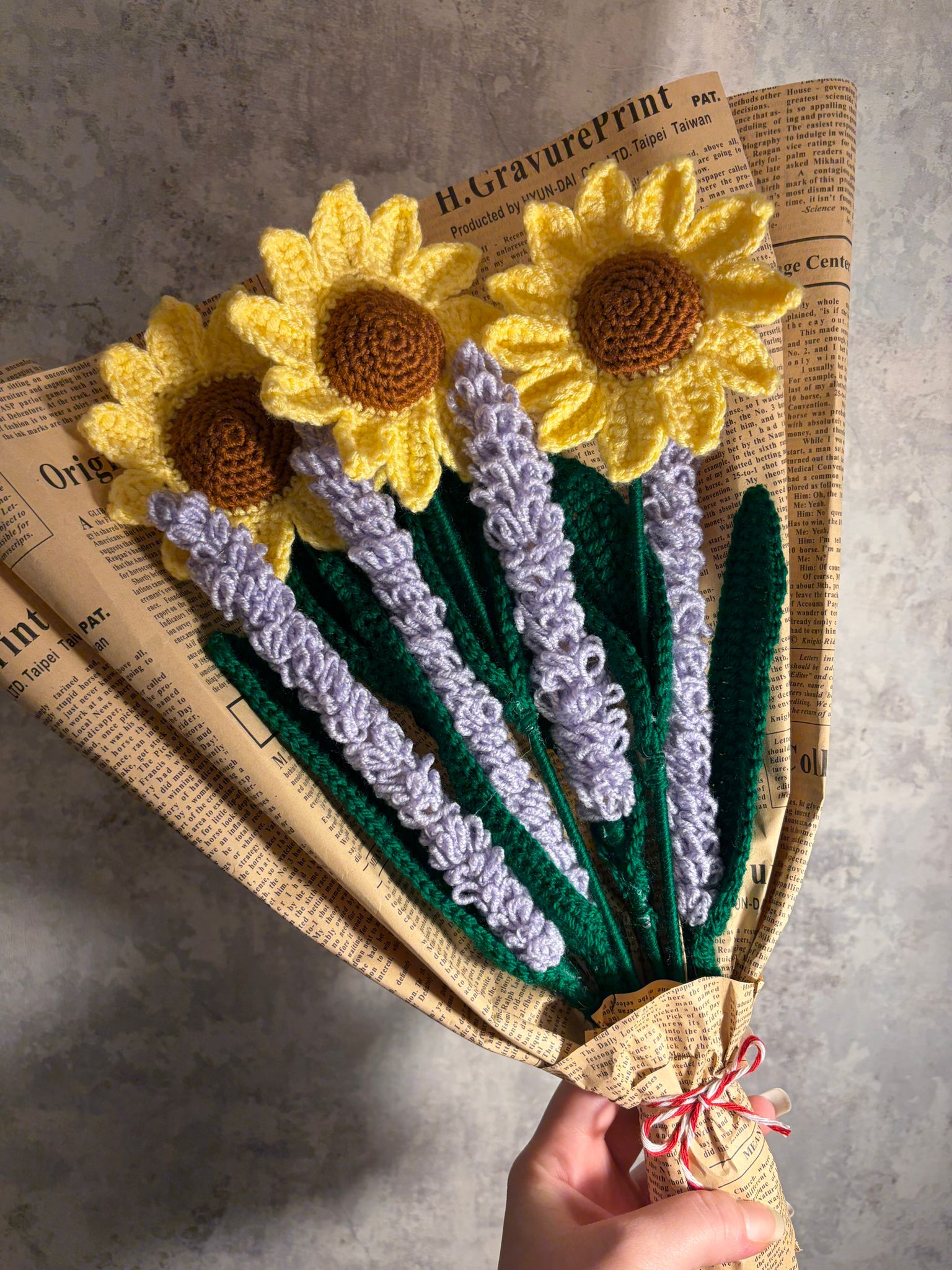 Buchet crosetat - Floarea Soarelui & Lavandă