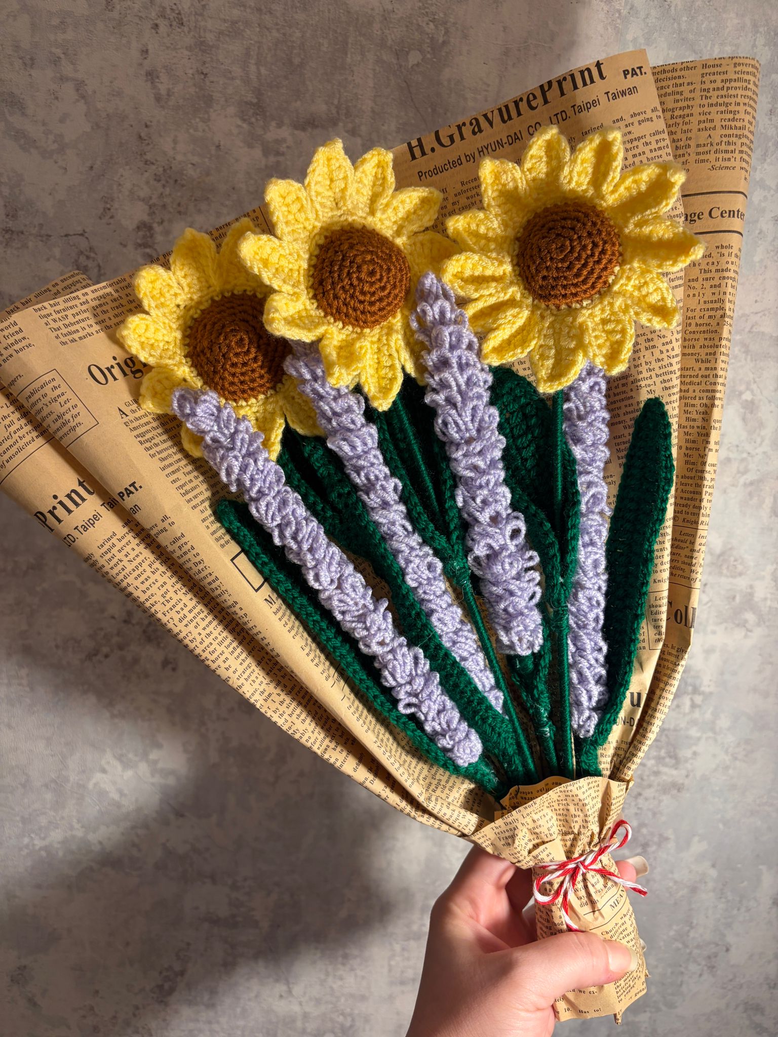 Buchet crosetat - Floarea Soarelui & Lavandă