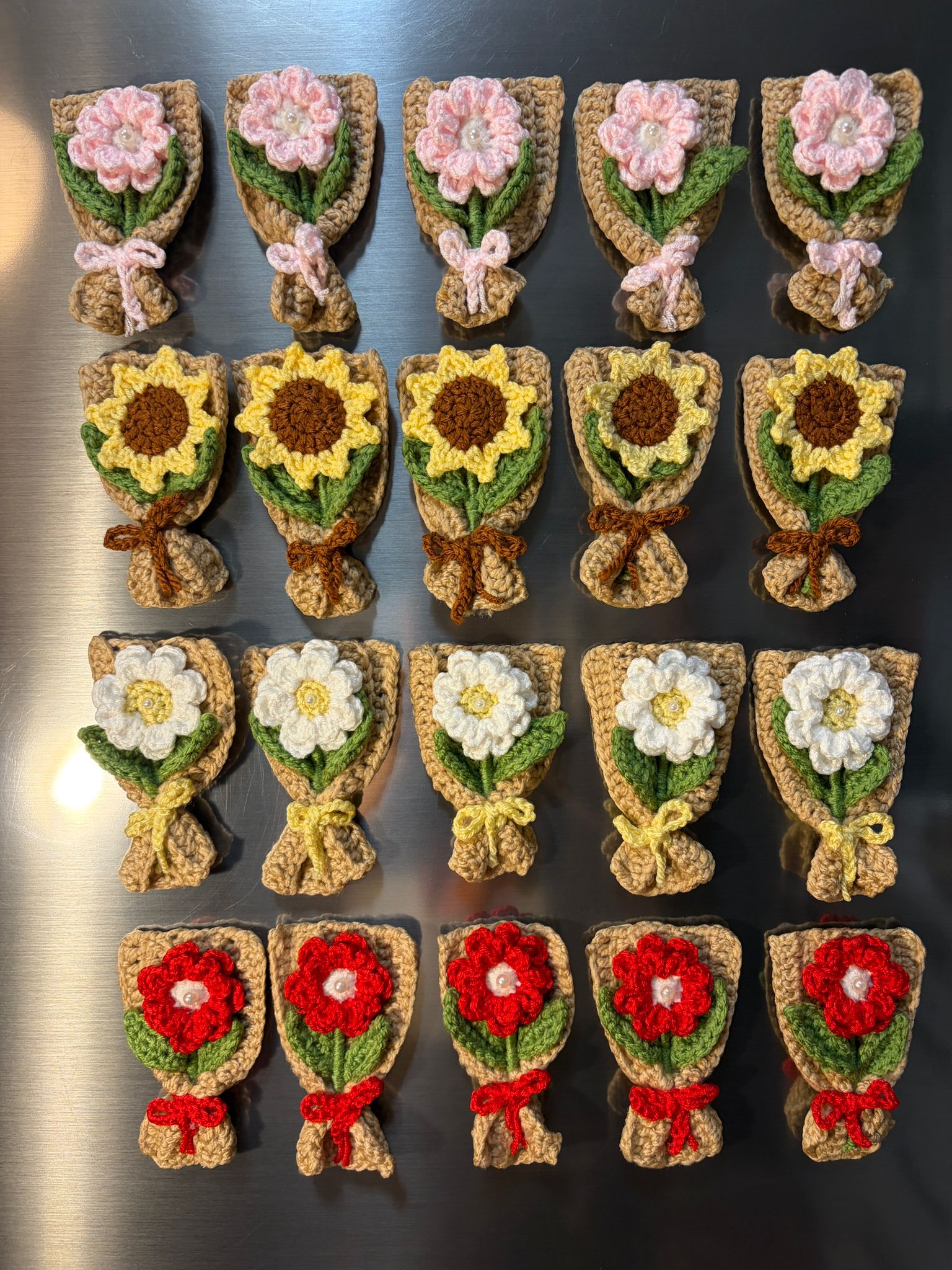 Floarea soarelui - Magnet crosetat